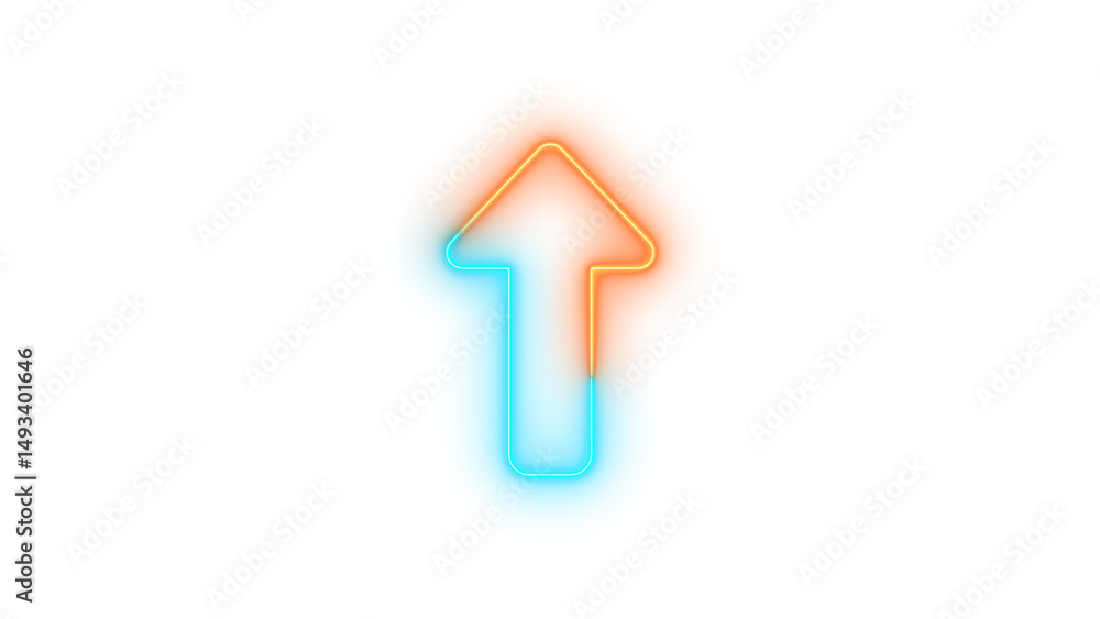 Neon up long icon glowing with transparent background Neon up long icon glowing with transparent background