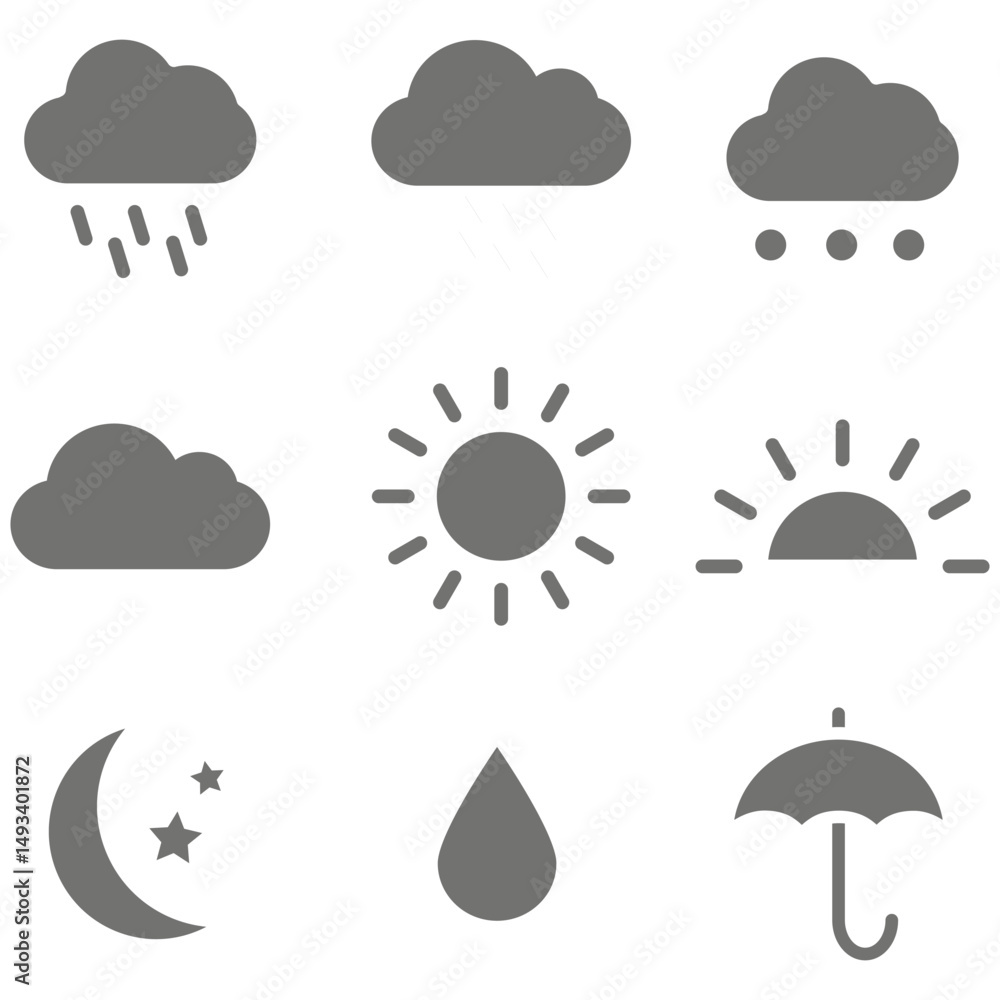 icons set of clouds different forms, style and colors icons set of clouds different forms, style and colors