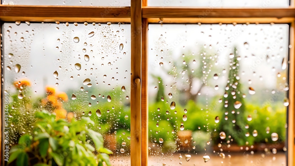 Naklejka premium rain drops on window