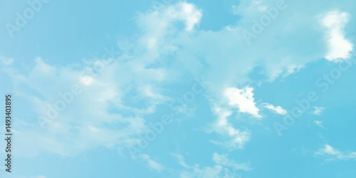 sunny sky blue light watercolor background. Aquarelle painting brush effect card paper textured canvas cloudy smoke space for text, entertaining card, template. aquamarine color graphics illustration
