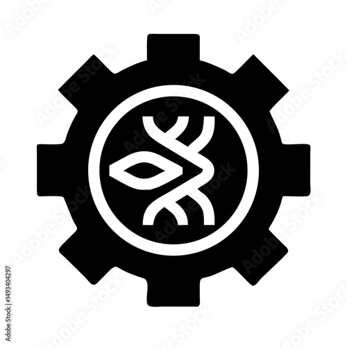 gear with dna silhouette on transparent background for web and graphic design