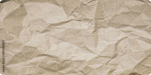 Crumpled recycled paper background with brown tint in vector format, ideal for eco-friendly branding, digital scrapbook projects, vintage texture overlays, and sustainable design concepts