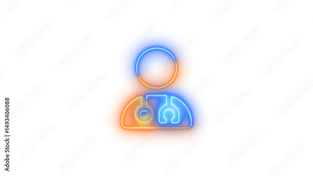 Neon user doctor icon glowing with transparent background Neon user doctor icon glowing with transparent background