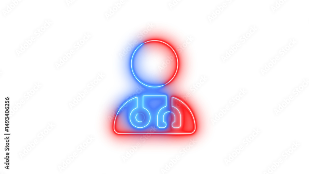 Neon user doctor icon glowing with transparent background Neon user doctor icon glowing with transparent background