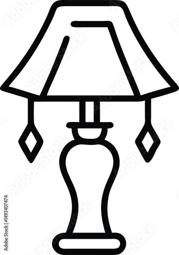 Desk Lamp Icon Simple Line Drawing of a Table Lamp for Design Projects