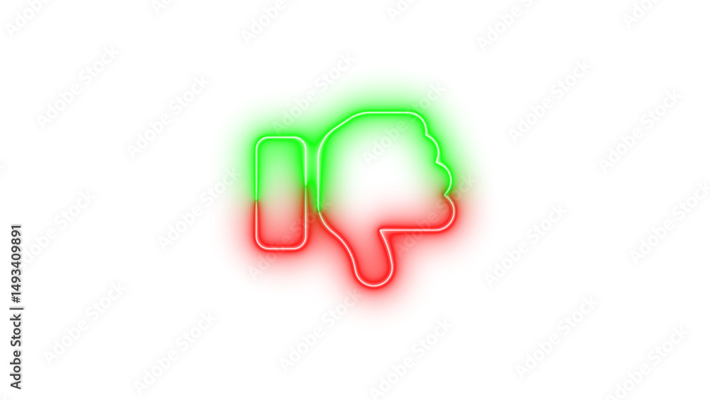 Fototapeta premium Neon thumbs up open symbol icon animation neon glow on black background