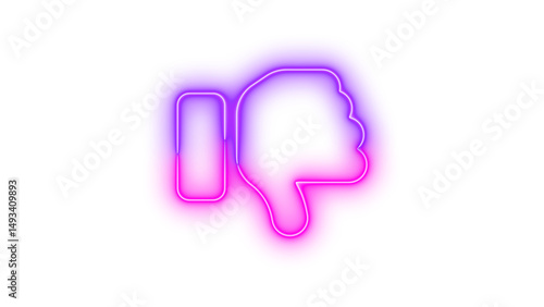 Neon thumbs up open symbol icon animation neon glow on black background
