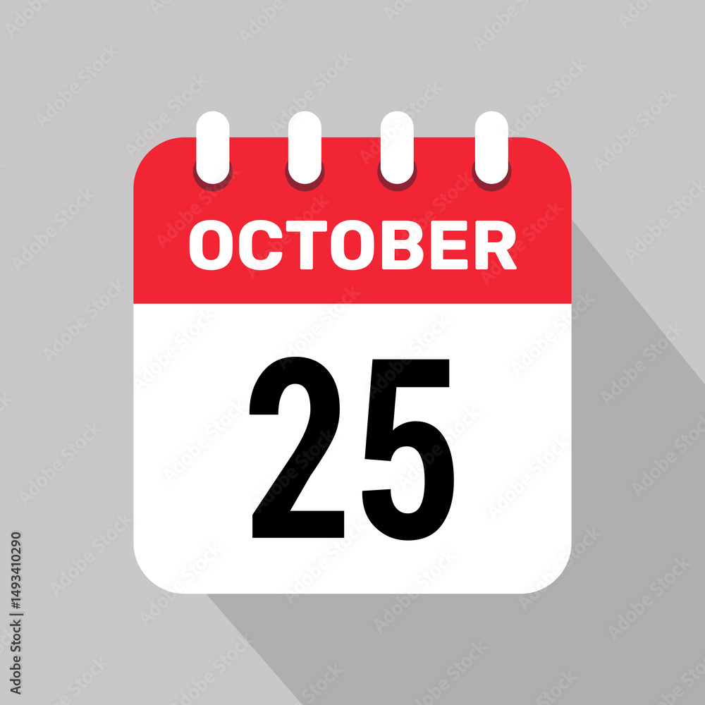 25 october calendar icon vector web page illustration background design. 25 october calendar icon vector web page illustration background design.