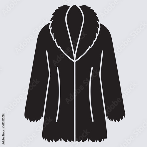 fur coat icon silhouette vector art illustration