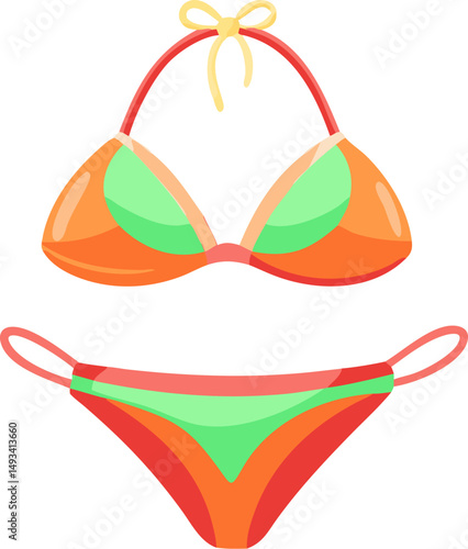 bikini color vector icon  on white or transparent background