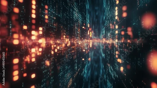 Digital Data Stream: Immerse yourself in a futuristic digital landscape, where streams of data illuminate the interconnected world.