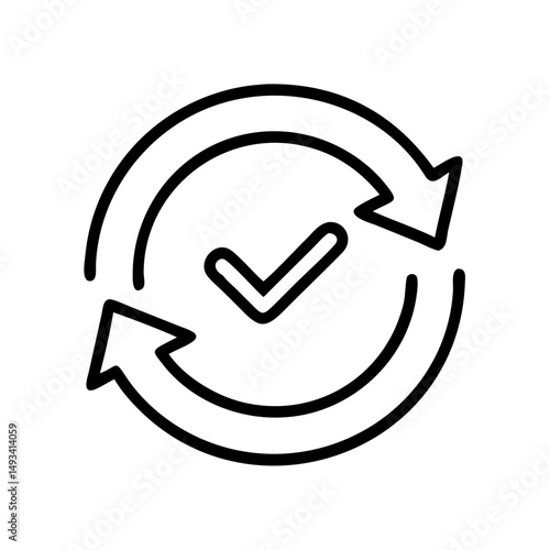 Refresh with checkmark on transparent background for web and graphic design