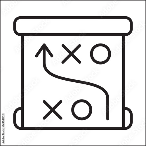 Business strategy icon. People discussion plan board icon. Icon symbol of design, program, planning, decision, setting. Vector illustration