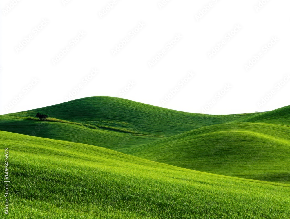 Naklejka premium Rolling green hills landscape in Tuscany Italy during spring time aerial view of idyllic countryside nature background