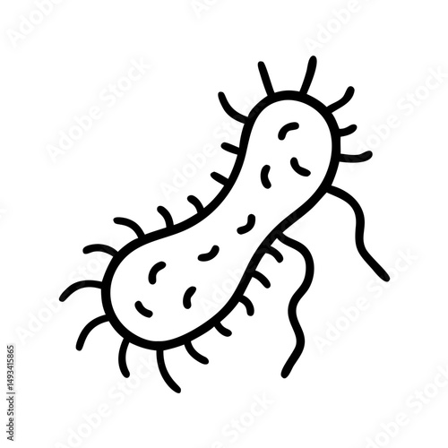 Spiky bacterium on transparent background for web and graphic design