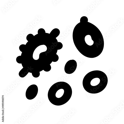 Spore or yeast cells silhouette on transparent background for web and graphic design