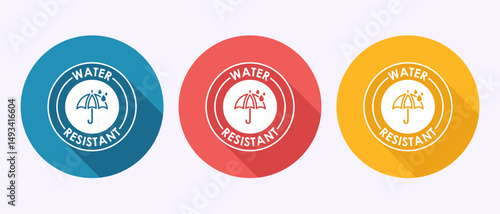 Water resistant icon design illustration, Waterproof, liquid proof sign symbol in shadow button design