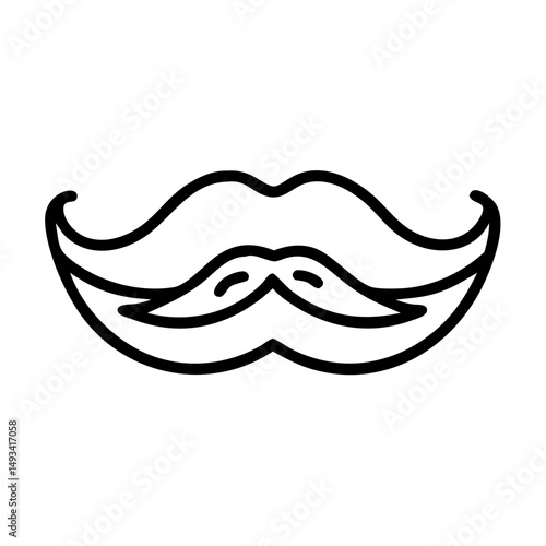 The chevron bold and thick Tom Selleck style mustache on transparent background for web and graphic design