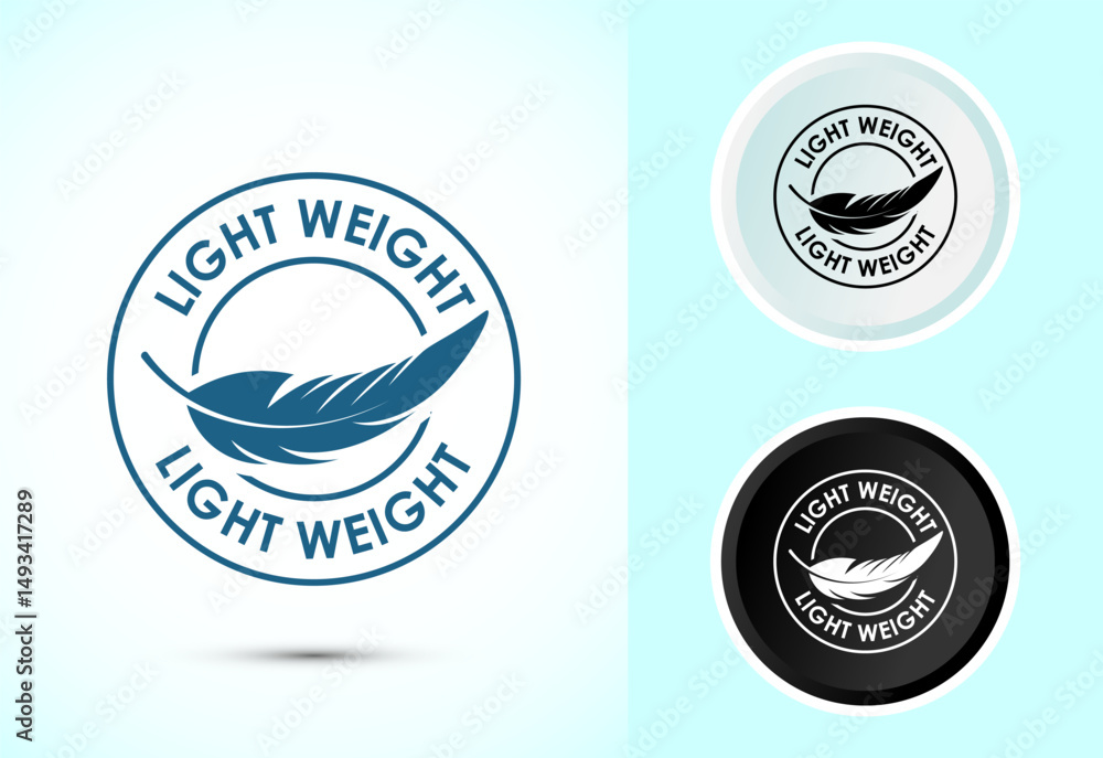 Fototapeta premium Light weight icon design illustration. Feather icon, Light weight label sign symbol in color black and white