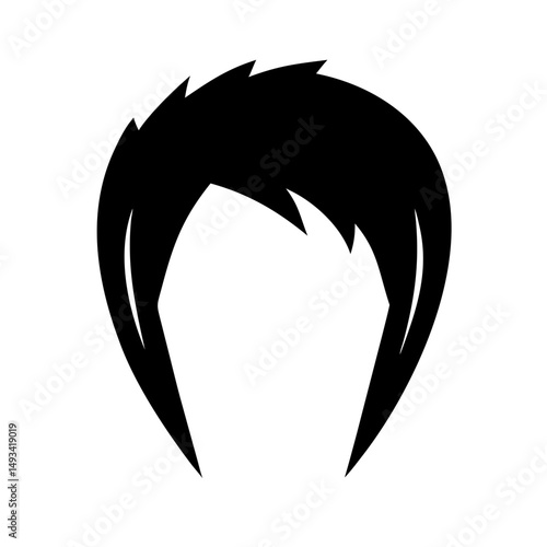 The royal split sharp parted V style silhouette on transparent background for web and graphic design