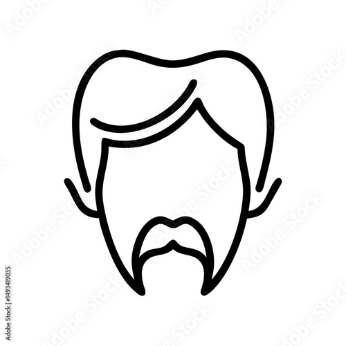 The royal split sharp parted V style mustache on transparent background for web and graphic design