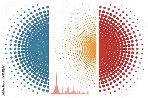 abstract halftone white background set in three colors