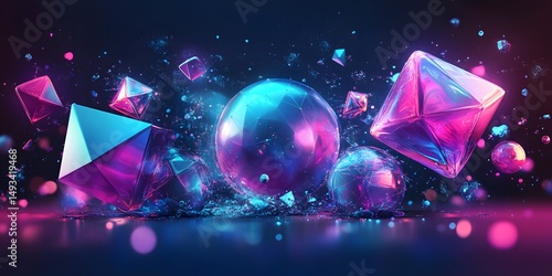 Wallpaper Mural Abstract geometric shapes in vibrant neon light. Torontodigital.ca