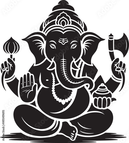 Traditional Sitting Ganesh Art