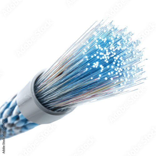  Optical Fiber Cable Representing Modern Data Transmission Technology on Transparent Background