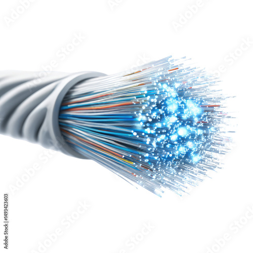  Optical Fiber Cable Representing Modern Data Transmission Technology on Transparent Background