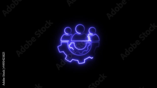 Wallpaper Mural Animated neon teamwork approved icon glowing on black background Torontodigital.ca