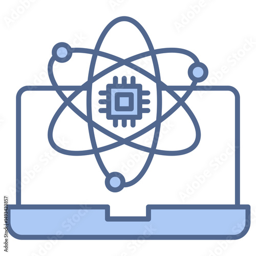 Quantum Computing Blue Icon