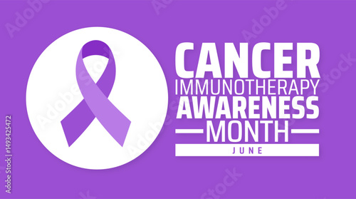 Cancer Immunotherapy Awareness Month background banner or poster design template. observed every year in June. Holiday concept. Use to any Template, card, poster, placard, template.