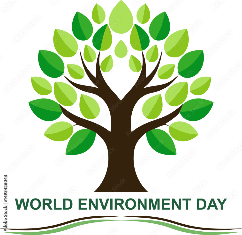 Obraz premium green tree vector illustration . environment day poster 