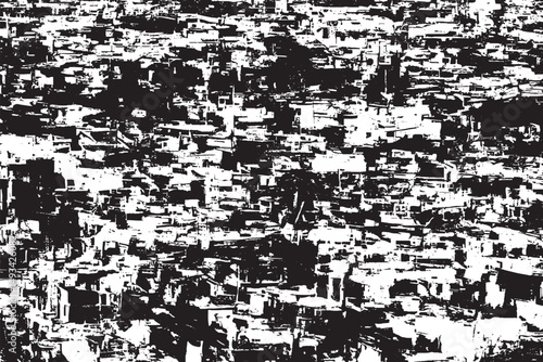 Overhead view of a densely packed urban landscape