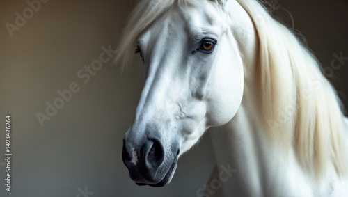 Wallpaper Mural A close view of a white horse Torontodigital.ca