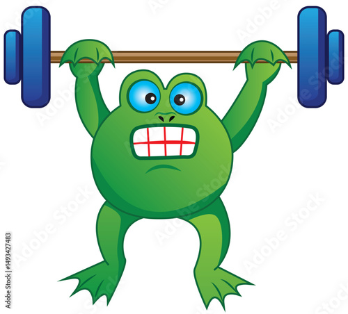 Weightlifting Frog  Cartoon