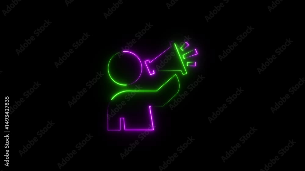 Freedom of opinion and information white line animation. Person talking in megaphone animated icon. Basic human rights protection. Isolated element on dark background. Alpha transparent video Freedom of opinion and information white line animation. Person talking in megaphone animated icon. Basic human rights protection. Isolated element on dark background. Alpha transparent video