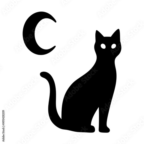 Wallpaper Mural Silhouette of black cat and crescent moon creates Halloween spooky scene Torontodigital.ca