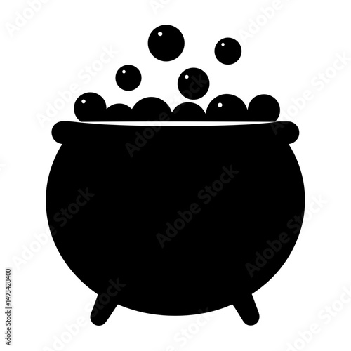 A traditional Halloween witch's cauldron bubbling with a mysterious concoction of potions