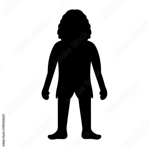 Silhouette of a primitive human ancestor with heavy brow and bulky frame