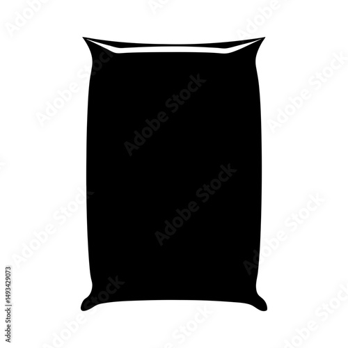 Silhouette of a filled sack or bag on a white background