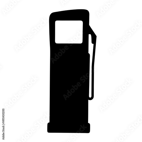 Black silhouette of a gas station pump on a white background