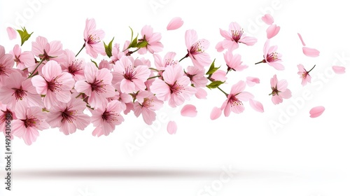 Wallpaper Mural Delicate Cherry Blossom Petals Floating on Soft White Background, Symbolizing Beauty and Transience Torontodigital.ca