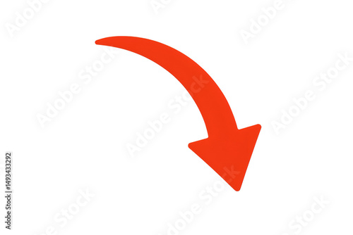 Free Download Vibrant Orange Arrow Curving Downwards on Transparent Background - GFXLoad
