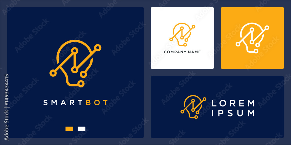 Naklejka premium Smart bot logo design inspiration