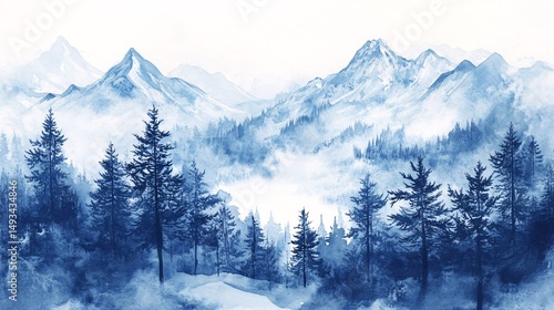 Wallpaper Mural winter mountain landscape Torontodigital.ca