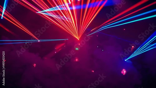 Vibrant Stage Light Show with Smoke, Neon Lasers, and Dynamic 3D Animation - Perfect for Concerts, Clubs, and Music Venues