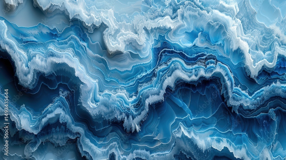 Obraz premium Abstract Blue Marble Texture Soothing Wavy Pattern Background