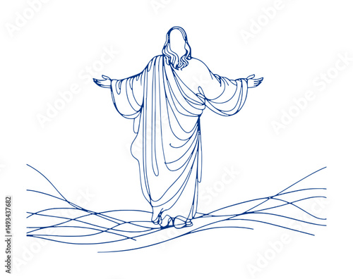 line art sketch drawing- jesus christ the redeemer (artwork 2)